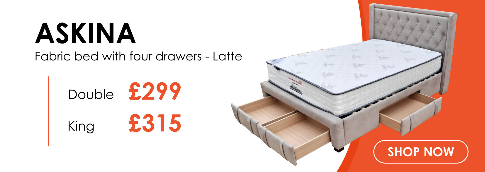 Askina Bed With Drawers