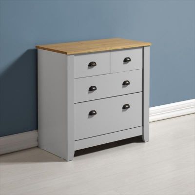 Ludlow 2+2 Drawer Chest - Grey / Oak Lacquer