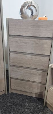 PARIS 5 DRAWER CHEST - SMOKED ASH EFFECT