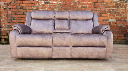 Richmond Fabric 2 Seater Recliner with Console - Sand