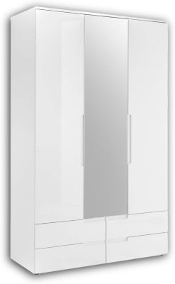 Spice Mirrored Wardrobe 3 Door 4 Drawer 