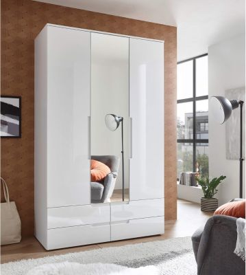 Emory Mirrored Wardrobe 3 Door 4 Drawer