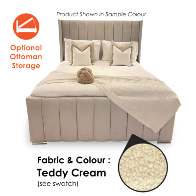 Zaragoza Teddy Cream-4ft - Small Double-Ottoman