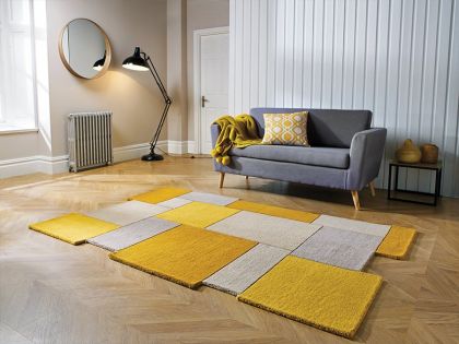 Abstract Collage Rug 120 x 180 - Ochre