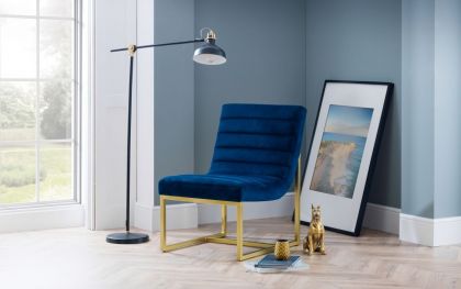 Bellagio Velvet Chair - Blue & Gold
