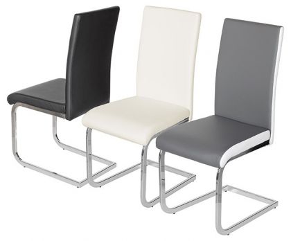 Brescia Leather Sprung Dining Chair Grey