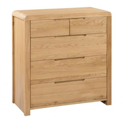 Curve Oak 3+2 Drawer Chest
