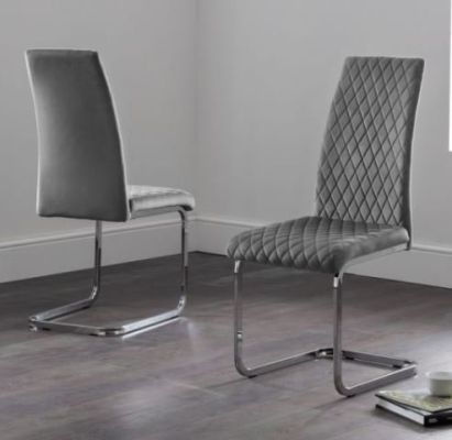 Calabria Velvet Cantilever Dining Chair - Grey