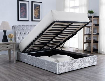 Casablanca Grey Storage Crushed Velvet King Size Bed 5ft