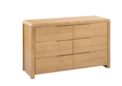 Curve Oak 6 Drawer Chest