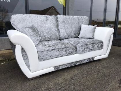 Genoa Crushed Velvet Fabric 3 Seater Sofa Fixed Back Genoa Crushed Velvet Fabric 3 Seater, Genoa 3 Seater Leather Sofa
