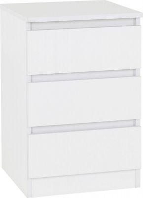 Malvern 3 Drawer Bedside - White