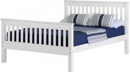 Monaco Double Bed 4'6ft White High Foot End - WHITE