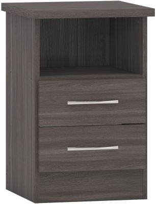 Nevada 2 Drawer Bedside - Black Wood Grain