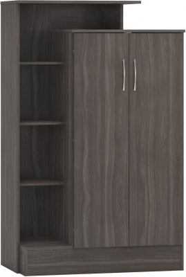 Nevada Petite Open Shelf Wardrobe - Black Wood Grain