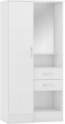 Nevada Vanity 1 Door Wardrobe - White Gloss