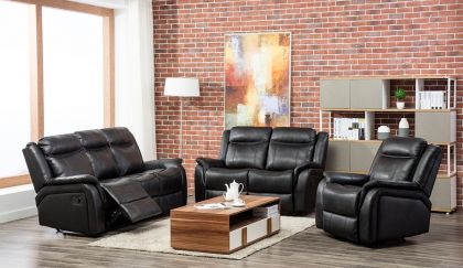 Ohio Leather Recliner Suite 3+2+1 - Black