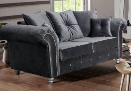Olympia Velvet Fabric 2 Seater Sofa - Grey