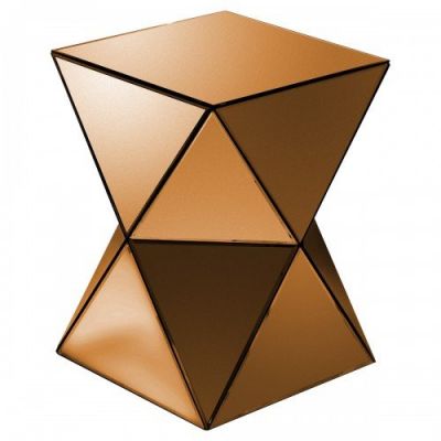 Triangles Mirrored Bronze Pedestal Table