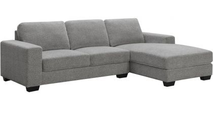 Whitby Fabric Corner Sofa - Light Grey (2 Seater-Chais)