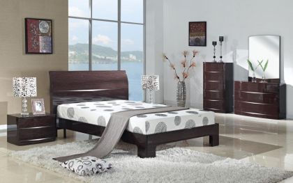 Arden Cherry High Gloss Chest 5 Drawers