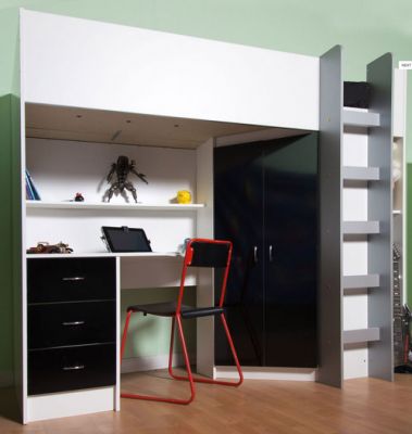Bobi High Sleeper White + Black