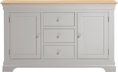 BORDEAUX 3 DOOR 3 DRAWER SIDEBOARD - PEBBLE GREY/OAK