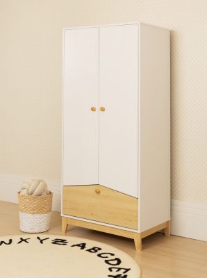 Cody 2 Door 1 Drawer Wardrobe - White/Pine Effect
