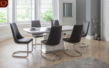 Como Dining Set -  White / High Gloss + 6 chairs