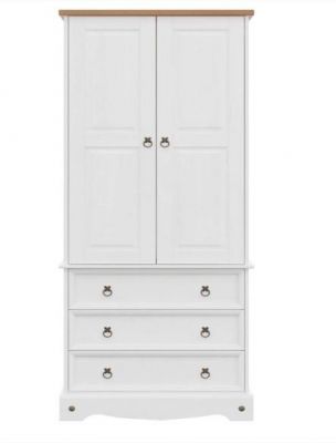 Corona 2 Door 3 Drawer Wardrobe - White