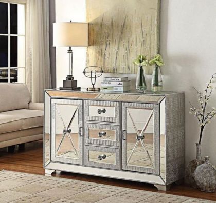 Sofia Mirrored 3 Drawer Sideboard - Silver