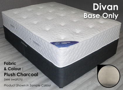 DW Standard Divan Base Double 4ft 6in Plush - Charcoal with 1 Drawer both sides bottom base