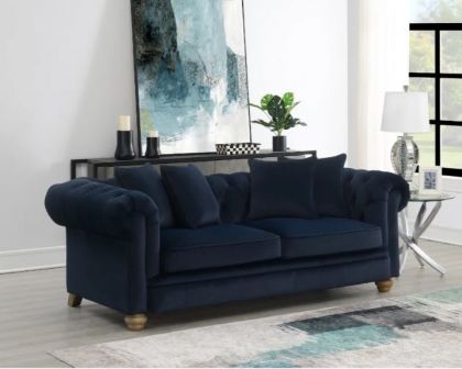 Elba Fabric 3 Seater Sofa - Navy