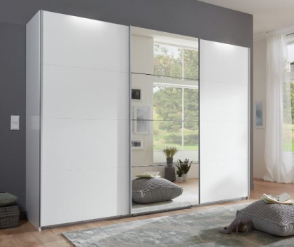 Ernie Mirrored Sliding Wardrobe 2.70m White