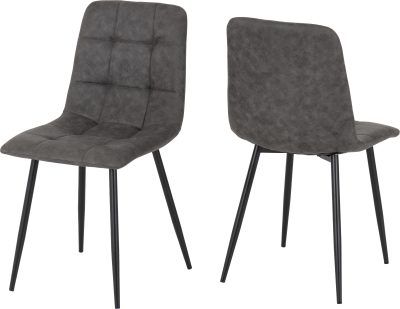 FENTON DINING CHAIR (X2 PER BOX) - DARK GREY SUEDE FABRIC