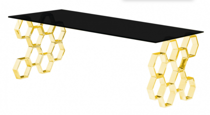 Quetta Glass Coffee Table - Gold & Black