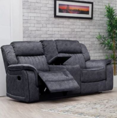 Gresham Fabric Recliner 2 Seater Console - Dark Grey