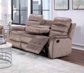 Hamilton Fabric Recliner 3 Seater with Drop Down Table - Sand