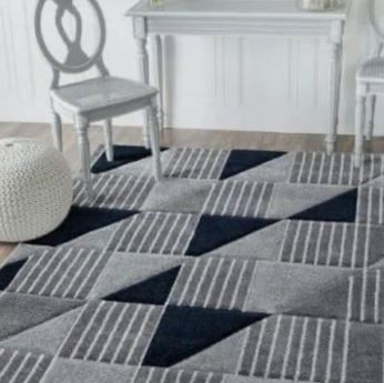 Handcarved Squared 120 x 170 Rug - Navy