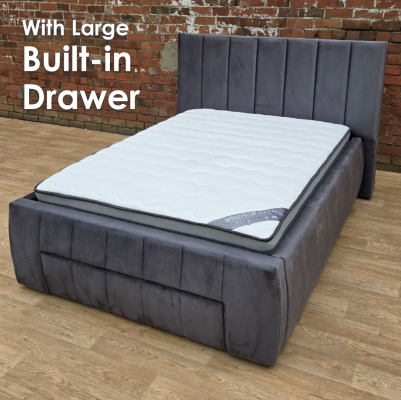 Harper Storage Bed - Plush Velvet Dark Grey