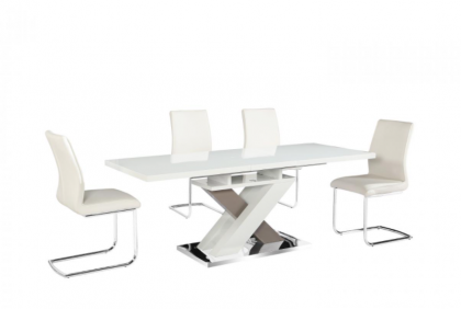 Honora Extending Dining Table High Gloss - White & Grey