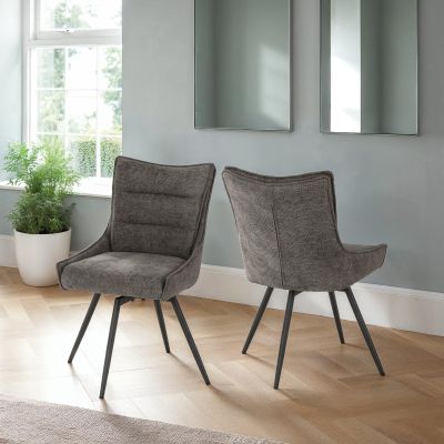 Lewis Swivel Chair (2 Per Box) - Grey Fabric