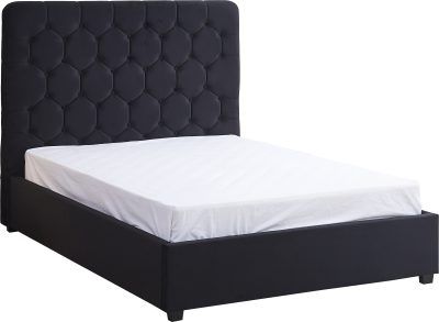 Madison Fabric Ottoman Bed - Black Velvet 