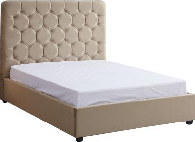 Madison Ottoman 5' Bed Fawn Velvet Fabric