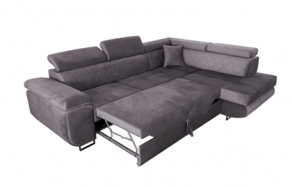 Natalia Fabric Corner Sofa Bed - Grey (2c-Chaise)