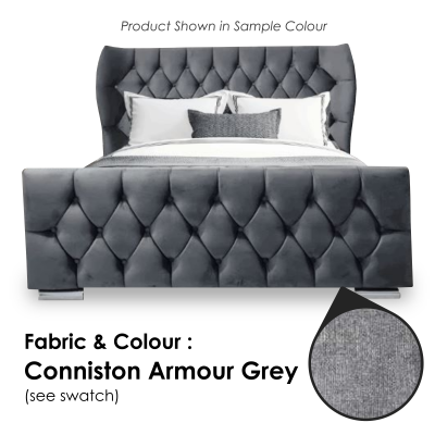 Oxford Wingback Conniston Armour Grey-5ft - King Size-Ottoman