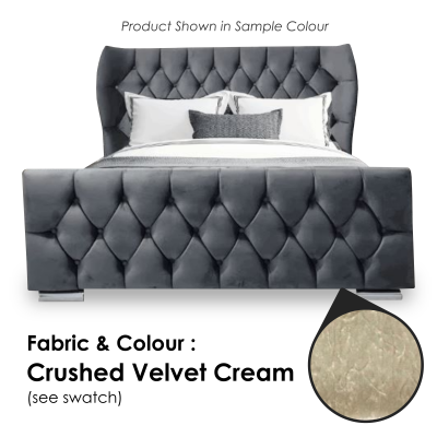 Oxford Wingback Crushed Velvet Cream-4ft - Small Double-Ottoman