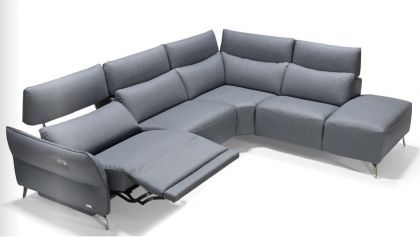 Perlini Leather Corner Suite - Cobalto (Rec-Elm-Cor-Elm-Chais)