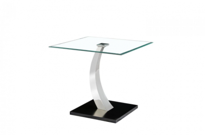 Phoenix Glass Lamp Table With Stainless Steel Base