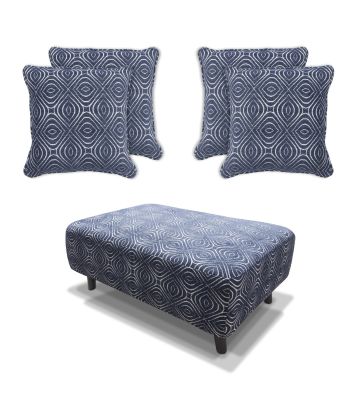 Poppy Footstool & 4 Cushions Set - Navy
